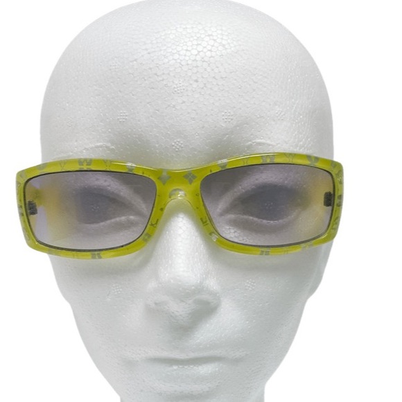 YELLOW SUNGLASSES WITH BLUE BLACK LENS - Picture 2 of 6